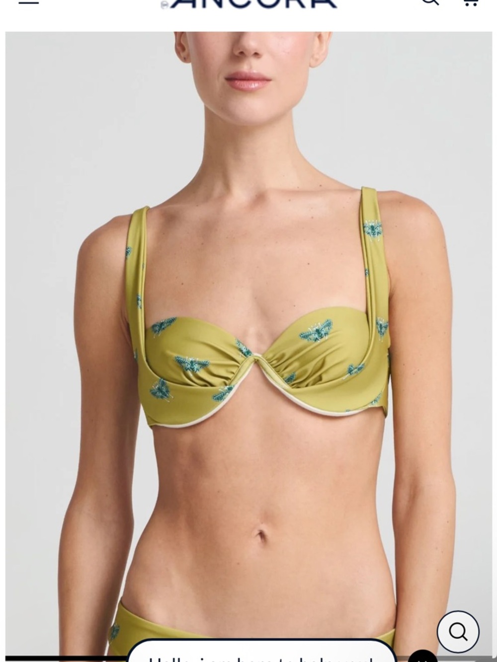 ANCORA Olive Green Embroidered Bikini Set